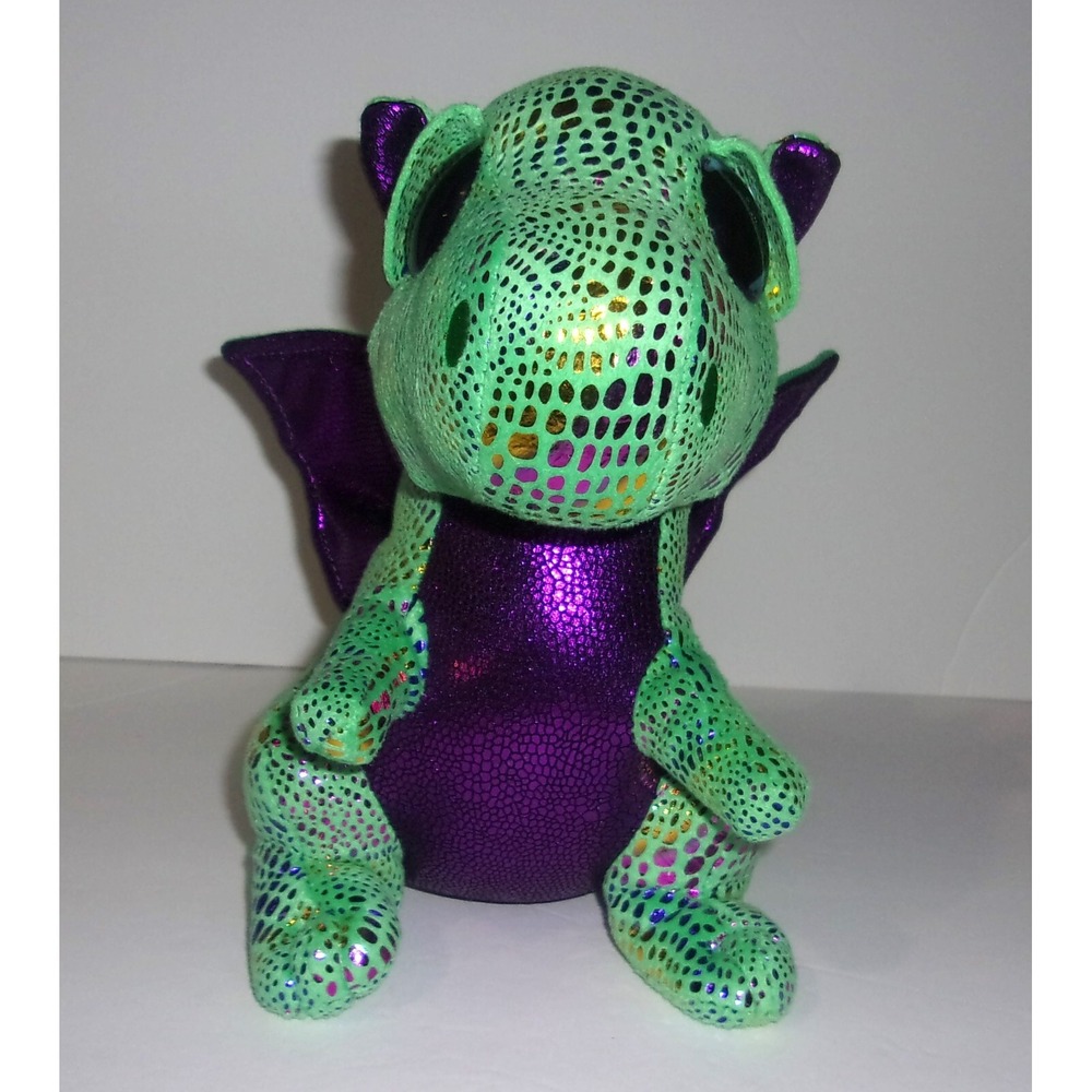 Ty Beanie Boos Buddy Cinder Green Purple Dragon Shiny Plush Buddies 10"
